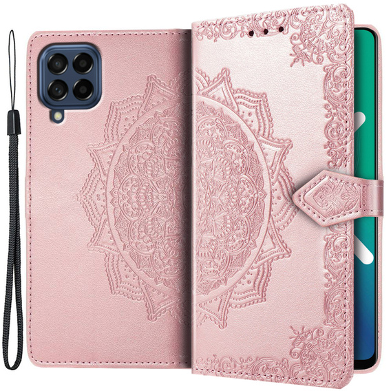 Откидной чехол для Samsung Galaxy M53 5G, Mandala, розовый rose gold