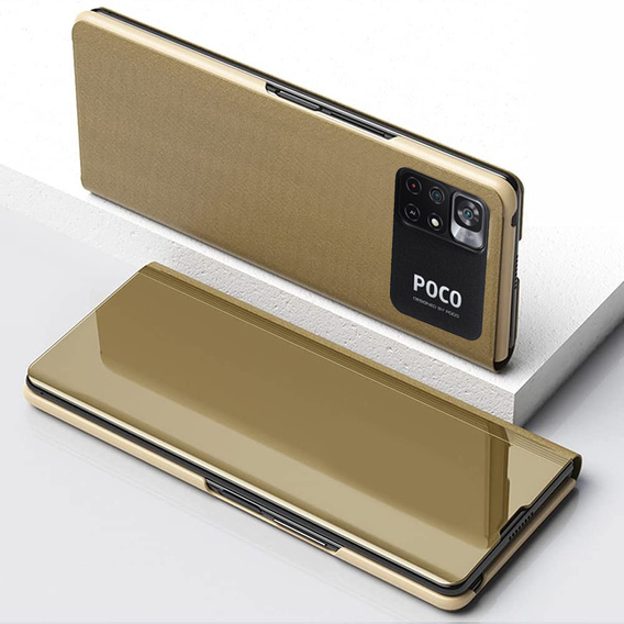 Чехол до Xiaomi Poco M4 Pro 4G, Clear View, золотой
