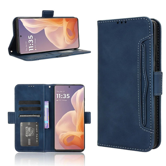Футляр з клапаном для Motorola Moto G85, Card Slot, темно-синій