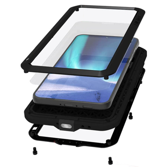 Чехол Love Mei до Samsung Galaxy A34 5G, armored with glass, серебряный