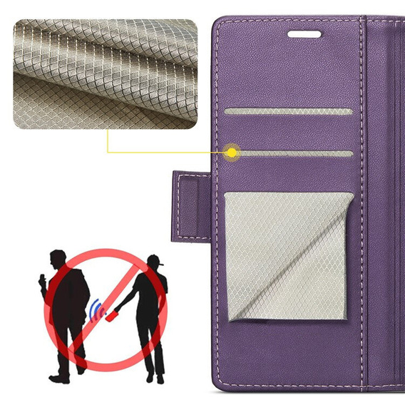 Чохол для Xiaomi 14T Pro, ERBORD Glossy Litchi, гаманець з клапаном, фіолетовий