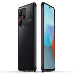 Чохол для Xiaomi Redmi Note 13 Pro+, Armor Bumper, з кришкою об'єктива, чорний / червоний