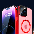 Магнитный чехол с двойным стеклом MagSafe для iPhone 15 Pro Max, красный