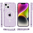 Чехол до iPhone 14, Dropproof MagSafe Glitter, фиолетовый