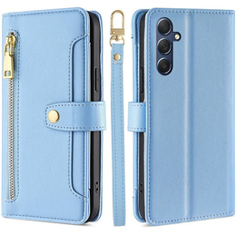 Откидной чехол для Samsung Galaxy S24 FE, Wallet Zipper Pocket, синий
