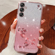 Чохол для Samsung Galaxy A25 5G, Glitter Flower, рожевий rose gold