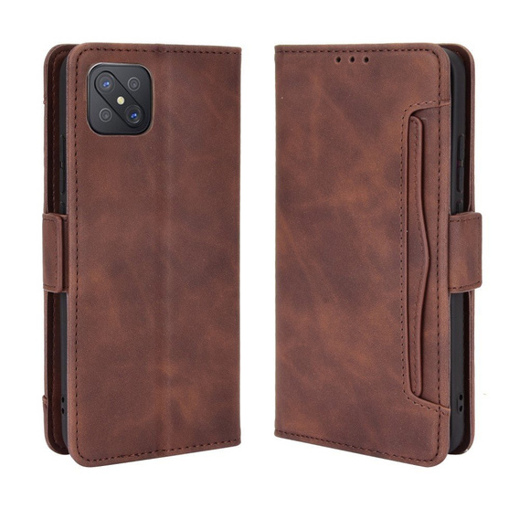 Футляр з клапаном для Oppo Reno 4 Z 5G, Card Slot, коричневий