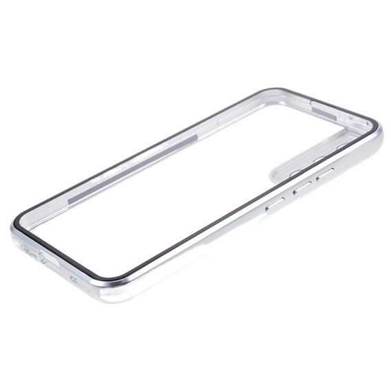 Чохол для Samsung Galaxy S22, Magnetic Dual Glass, сріблястий