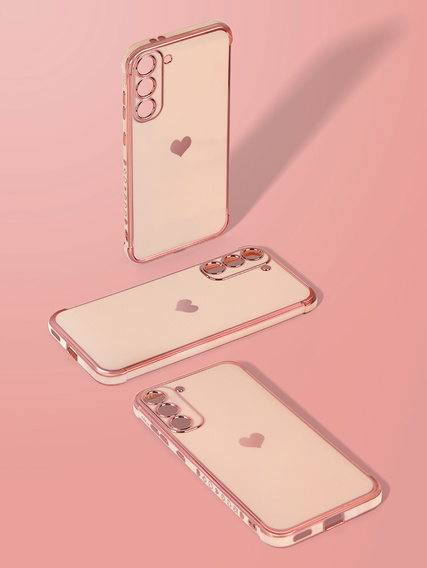 Чохол для Samsung Galaxy S21, Electro heart, рожевий rose gold + Full Glue Ceramic Glass