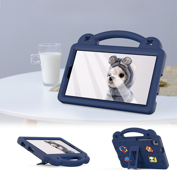 Детский чехол для Samsung Galaxy Tab A7 Lite 8.7 T220/T225, Cute Patterns, с подставкой, темно-синий