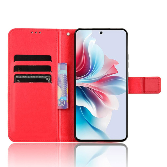 Футляр з клапаном для Oppo Reno 11F 5G, Crazy Horse Wallet, червоний