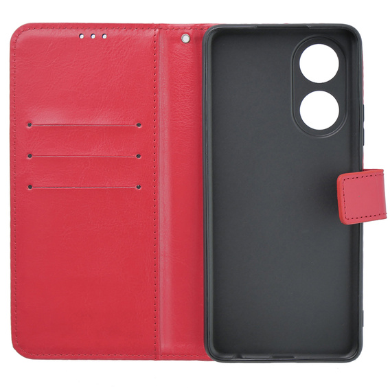 Футляр з клапаном для Oppo A38 4G / Oppo A18 4G, Crazy Horse Wallet, червоний