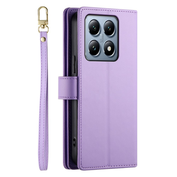 Откидной чехол для Xiaomi 14T Pro, Wallet Zipper Pocket, фиолетовый