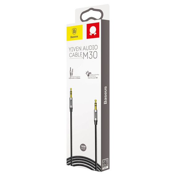 BASEUS Yiven M30 Kabel Minijack 3.5mm Aux 1.5m - Silver/Black