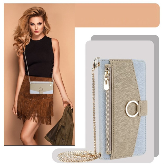 Флип-кейс для Infinix Hot 40i, Wallet Zipper Pocket, с зеркалом, синий