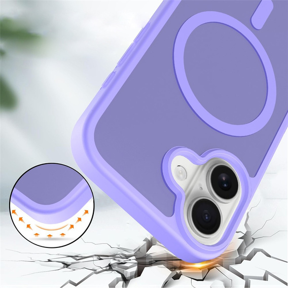 Матовий чохол для iPhone 17, для MagSafe, напівпрозорий фіолетовий