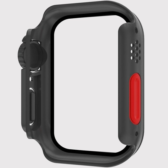2в1 чехол и защитное стекло для часов Apple Watch 7/8 45MM, Black/Red