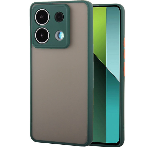Силиконовый чехол для Xiaomi Redmi Note 13 Pro 5G, с защитой камеры, прозрачный / зеленый + закаленное стекло 9H