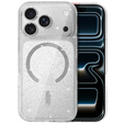 Чехол для iPhone 16 Pro Max, ERBORD Glitter MagSafe, прозрачный + стекло для экрана