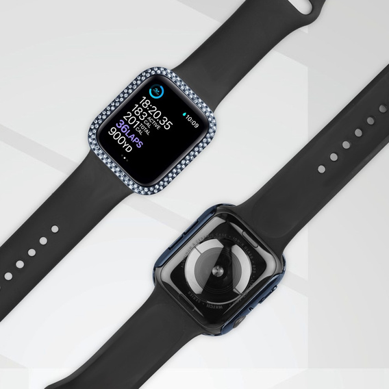 Силиконовый футляр со встроенным защитным стеклом до Apple Watch SE / 6 / 5 / 4 44mm, dark blue