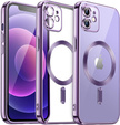 Чехол для iPhone 12, Electro MagSafe, фиолетовый + стекло для экрана