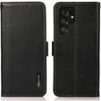 Чехол KHAZNEH RFID для Samsung Galaxy S24 Ultra, текстура личи, чёрный