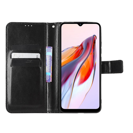 Откидной чехол для Xiaomi Redmi 12C, Crazy Horse Wallet, чёрный