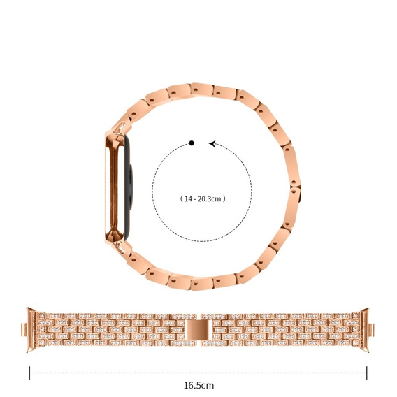 Бриллиантовый браслет для Xiaomi Smart Band 8 Pro, розовое золото