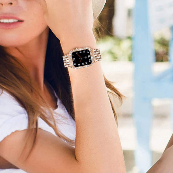 Металический браслет с чехлом для часов Apple Watch 4/5/6/SE 44mm, Rose Gold