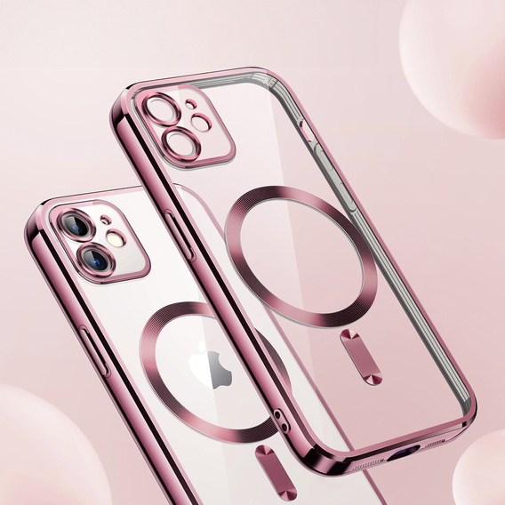 Чехол для iPhone 11, Electro MagSafe, розовый + стекло для экрана