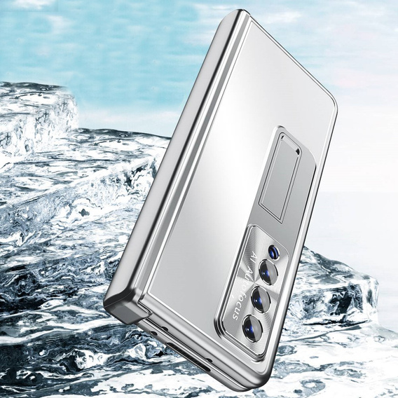 Чохол із склом для Samsung Galaxy Z Fold 4 5G, Premium Alloy, Silver