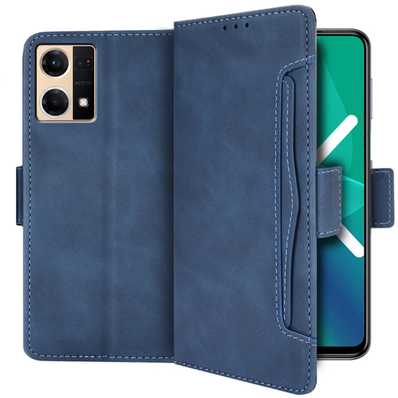 Откидной чехол для Oppo Reno7 4G, Card Slot, синий
