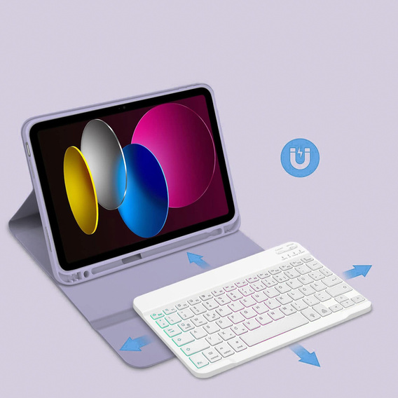 Чехол с подсвечиваемой bluetooth-клавиатурой для iPad 10.9 2022 (10 gen.), фиолетовый
