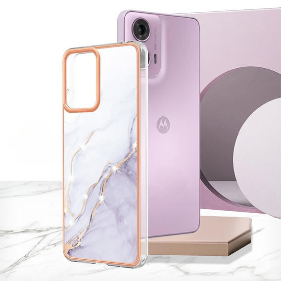 Захисний чохол для Motorola Moto G24 / G24 Power / G04, Marble Slim Case, білий