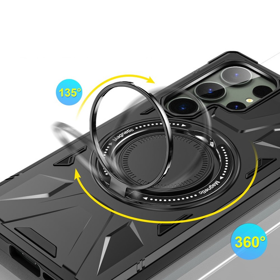 Чохол для Samsung Galaxy S24 Ultra, броньований з підставкою та ручкою, чорний