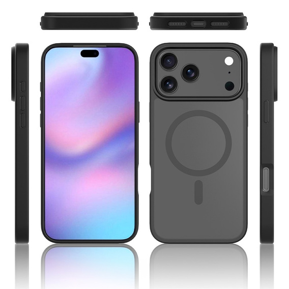Матовий чохол для iPhone 17 Pro Max, для MagSafe, напівпрозорий чорний