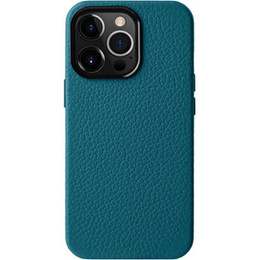 Чехол MELKCO для iPhone 15 Pro Max, кожаный для MagSafe, синий