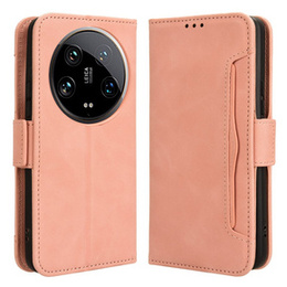 Футляр з клапаном для Xiaomi 14 Ultra, Card Slot, рожевий