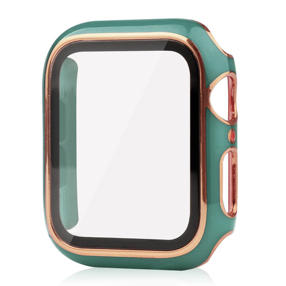 2в1 чехол и защитное стекло для часов Apple Watch 7/8 45mm - Green / Gold