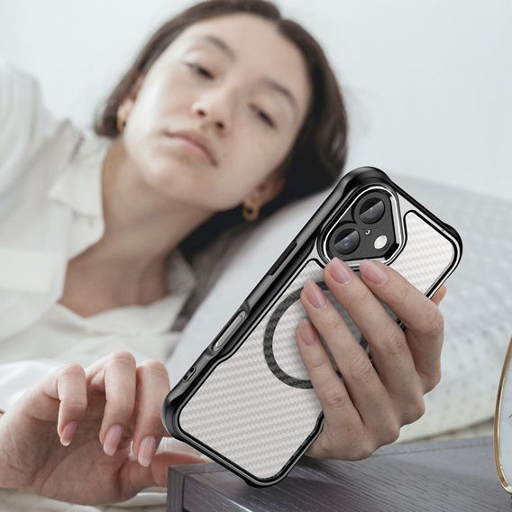 Чохол для iPhone 16, Fusion Hybrid Carbon, для MagSafe, чорний