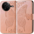 Откидной чехол для Xiaomi Poco F7 Ultra, Butterfly, розовый rose gold