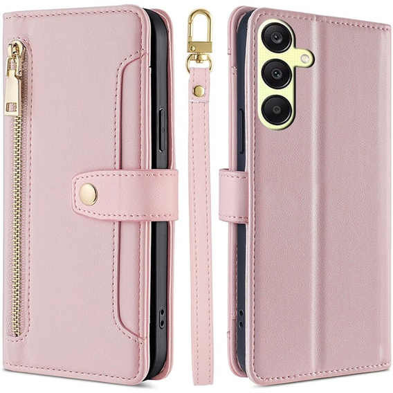 Откидной чехол для Samsung Galaxy A25 5G, Wallet Zipper Pocket, розовый