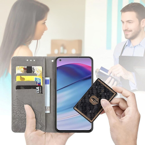 Чохол-книжка для Samsung Galaxy M55 5G, Mandala, сірий