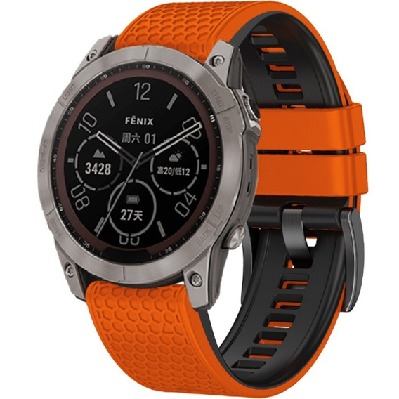 Силиконовый ремешок для Garmin Fenix 7 / Forerunner 965 / 955 / 945 / 935, оранжевая / черный 
