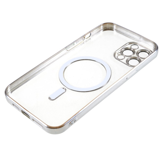 Чехол для iPhone 12 Pro, Electro MagSafe, серебряный + стекло для экрана