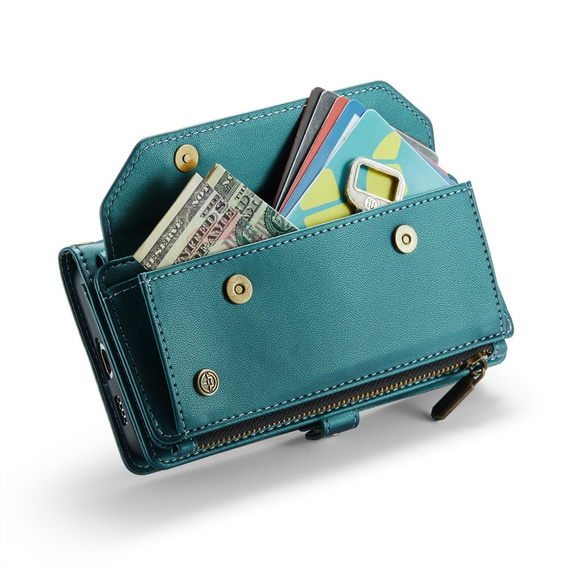 Чохол CASEME для Samsung Galaxy A55 5G, RFID Leather Wallet з плечовим ременем, зелений