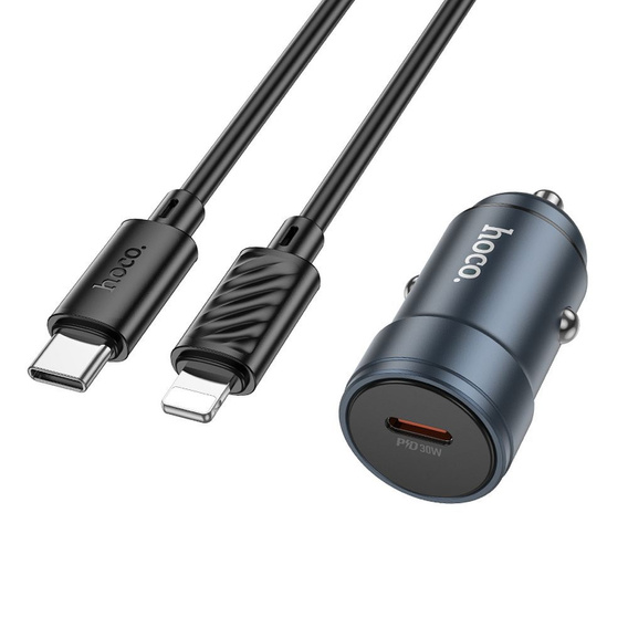 Автомобильное зарядное устройство Hoco Z57 USB-C QC3.0 PD 30 Вт + кабель USB-C к Lightning