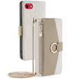 Флип-кейс для iPhone 7 / 8 / SE (2020) / SE (2022), Wallet Zipper Pocket, с зеркалом, белый