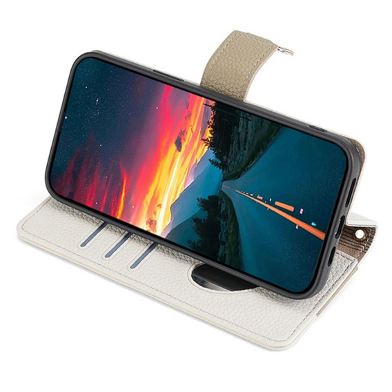 Чохол-книжка для Samsung Galaxy S24, Wallet Zipper Pocket, з дзеркалом, білий