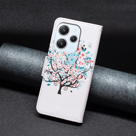 Откидной чехол для Xiaomi Redmi 12 4G, Wallet, colorful tree, белый